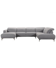 30 Grey Fabric And Iron Sectional Sofa With A Wood Frame