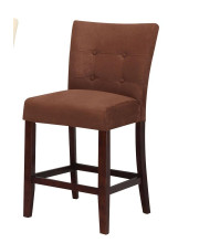 19 X 26 X 42 2Pc Chocolate Microfiber And Walnut Counter Height Chair