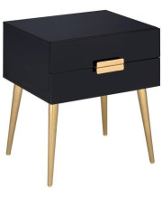 Sleek Black And Gold Two Drawer End Table