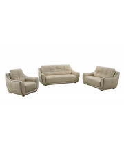 108 Elegant Beige Leather Sofa Set