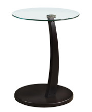 17.75 X 17.75 X 24 Cappuccino Particle Board Tempered Glass Accent Table