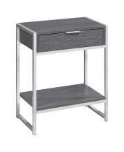 12.75 X 19.5 X 23.75 Grey Finish And Metal Accent Table