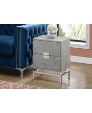 23.5 Grey Cement White Particle Board And Chrome Metal Accent Table