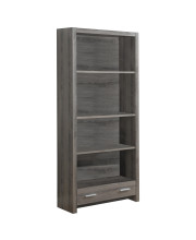 12 X 31.5 X 71.25 Dark Taupe Particle Board Hollow Core Bookcase With A Storage Drawer