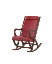 22 X 36 X 38 Burgundy Pu Walnut Wood Upholstered (Seat) Rocking Chair