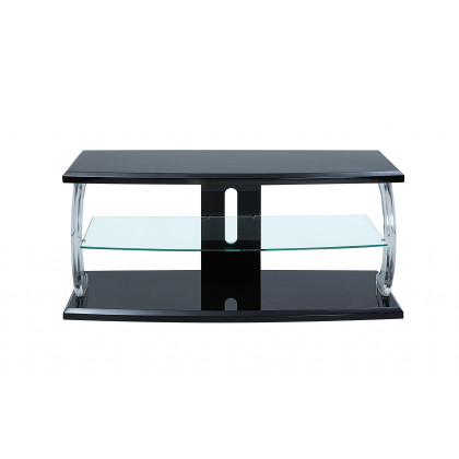 18 X 48 X 22 Black Clear Glass Wood Glass Veneer (Melamine) Tv Stand (Led)