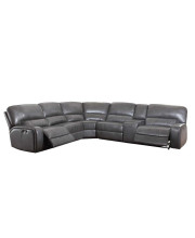 138 X 127 X 41 Gray Leather-Aire Upholstery Metal Reclining Mechanism Sectional Sofa (Power Motionusb Dock)