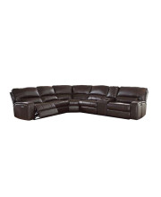 138 X 127 X 41 Espresso Leather-Aire Upholstery Metal Reclining Mechanism Sectional Sofa (Power Motionusb Dock)