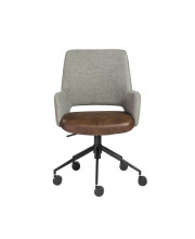 21.26 X 25.60 X 37.21 Tilt Office Chair In Gray Fabric And Light Brown Leatherette With Black Base