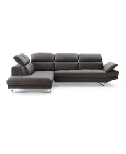 110 X 88 X 29/37 Dark Gray Leather Sectional