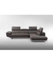 110 X 88 X 29 X 37 Dark Gray Leather Sectional And Chaise
