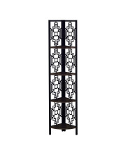 62 Bookcase With 4 Solid Espresso Shelves And Black Metal Corner Etagere