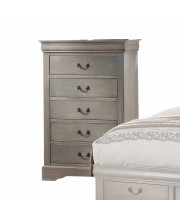 48 Antiqued Gray 5 Drawer Chest Dresse With Brushed Nickel Metal Hardware