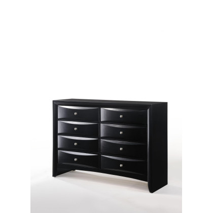 41 Modern Black Wood Finish Dresser With 8 Drawers And Flared Sqaured Legs
