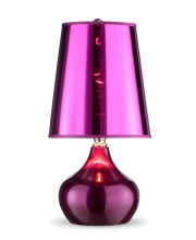 18 Purple Glass Bedside Table Lamp With Red Shade