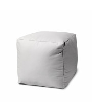 17 Cool Crisp White Solid Color Indoor Outdoor Pouf Ottoman
