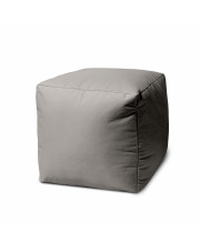 17 Cool Steely Silver Gray Solid Color Indoor Outdoor Pouf Ottoman