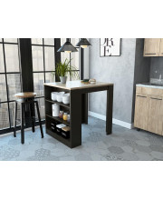 Stylish Black Wengue and Pine Kitchen Counter and Dining Table Combination
