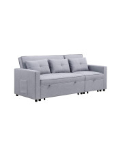 Lilola Home Zoey Linen Convertible Sleeper Sofa with Side Pocket
