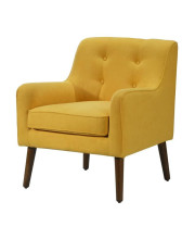 Ryder Mid Century Modern Yellow Woven Textile Fabric Tufted Armchair