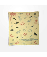 Tropical Kids Throw - Vibrant Fruits & Seaside Souvenirs - 100% Cotton - 120x140cm - Playful or Sophisticated - 2 Color Options