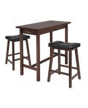 Sally 3-Pc Breakfast Table Set with 2 Cushion Saddle Seat Stools(D0102HH30JV.)