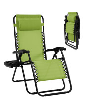 goplus Zero gravity chair, Adjustable Folding Reclining Lounge chair with Pillow and cup Holder, Patio Lawn Recliner for Outdoor Pool camp Yard (1, green)