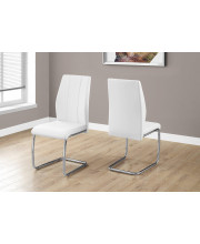 Monarch Specialties 2 Piece DINING CHAIR-2PCS/ 39 H/WHITE LEATHER-LOOK/CHROME, 17.25 L x 20.25 D x 38.75 H