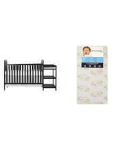 Dream On Me 4 in 1 Full Size Crib and Changing Table Combo with Dream On Me Spring Crib and Toddler Bed Mattress, Twilight