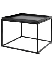 Mygift 24-inch Modern Tray Top End Table - Matte Black Metal Square Side Table or Nightstand