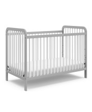 Storkcraft Pasadena 3-in-1 convertible crib (Pebble gray with White) - gREENgUARD gold certified, converts to Daybed and Toddler Bed, Fits Standard Full-Size crib Mattress, Adjustable Mattress Height