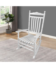 Balcony Porch Adult Rocking Chair, Wood Outdoor Indoor Porch Rocker Chair for Adult, All Weather- Resistant Patio Rocking Chair for Garden, Lawn, Balcony, Backyard, White