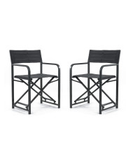 Aoodor Outdoor Patio 2-Pack 34 Director's Chairs - Portable Bar Height Seating with Folding Aluminum Frame, 246 lbs Capacity, Perfect for Camping, Fishing, and Picnic