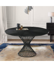 Cirque 54 Round Black Wood and Metal Pedestal Dining Table