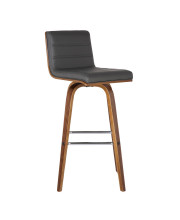 Armen Living Vienna 26 Counter Height Barstool in Walnut Wood Finish with Grey Faux Leather