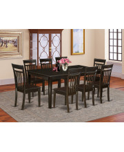 HECA9-CAP-W 9 Pc Dining room set-Dining Table with Leaf plus 8 Dining Chairs.
