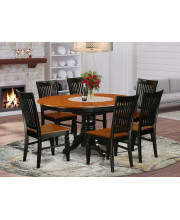 KEWE7-BCH-W 7 Pc Dining set with a Kitchen Table and 6 Wood Dining Chairs in Black and Cherry