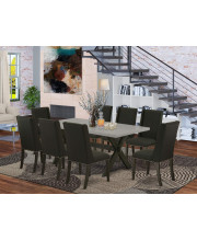 East West Furniture X627Ga650-7 - 7-Piece Small Dining Table Set - 6 Padded Parson Chairs and a Rectangular Table Hardwood Structure