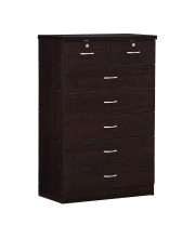 Hodedah 7-Drawer Chest with Locks on 2-Top Drawers in Chocolate