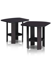Furinno 2-11180DWN Simple Design End Table Set of Two, Dark Walnut