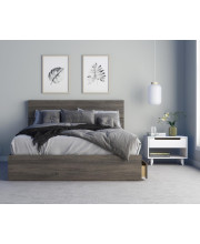 Aspen 3 Piece Queen Size Bedroom Set, Bark Grey and White