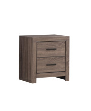 2 Drawer Nightstand with Metal Bar Pulls, Brown
