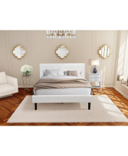 NL19Q-1VL14 2 Pc Bed Set - 1 Queen Bed White Velvet Fabric Headboard and 1 Night Stand - Urban Gray Finish Nightstand