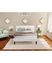 NL19Q-1GO12 2 Piece Bed Set - 1 Queen Bed White Velvet Fabric Headboard and 1 Nightstand Bedroom - Clover Green Finish Nightstand
