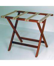 Wooden Mallet Deluxe Straight Leg Luggage Rack, Tapestry Straps, Mahogany